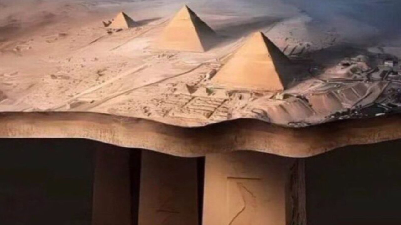 ilustrasi struktur bawah tanah di bawah piramida giza