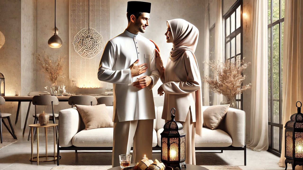 Ilustrasi Lebaran Idulfitri bersama Pasangan