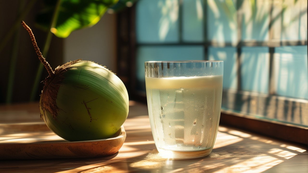 Ilustrasi Segelas Air Kelapa