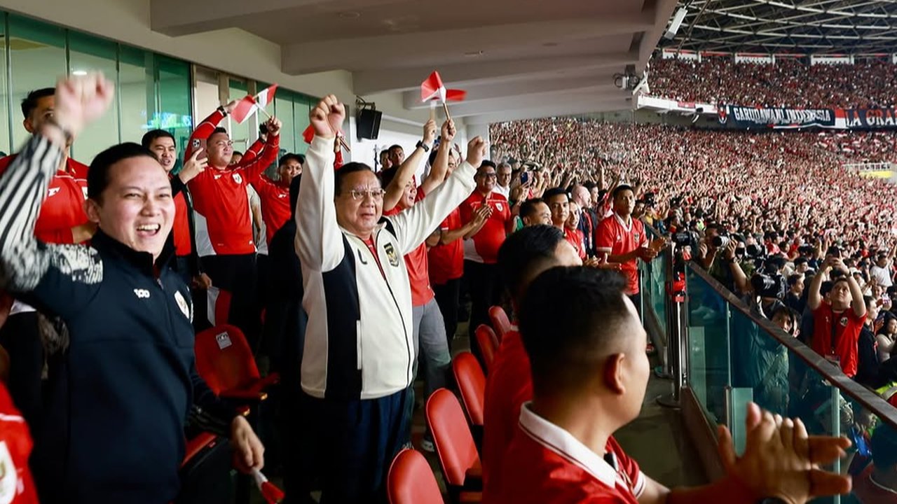 Presiden Prabowo Saksikan Pertandingan Indonesia vs Bahrain