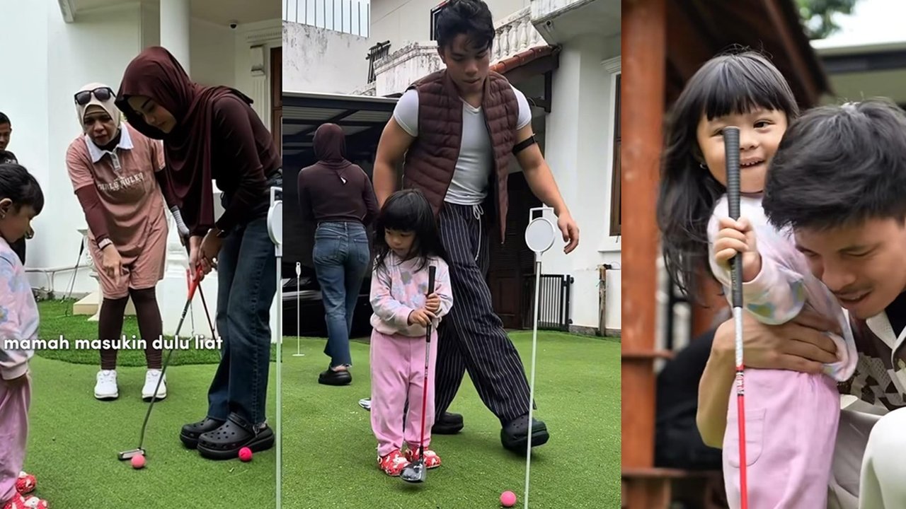 7 Potret Ameena Anak Aurel Hermansyah Main ke Rumah Gen Halilintar, Gak Mau Pulang - Asyik Main Golf di Halaman