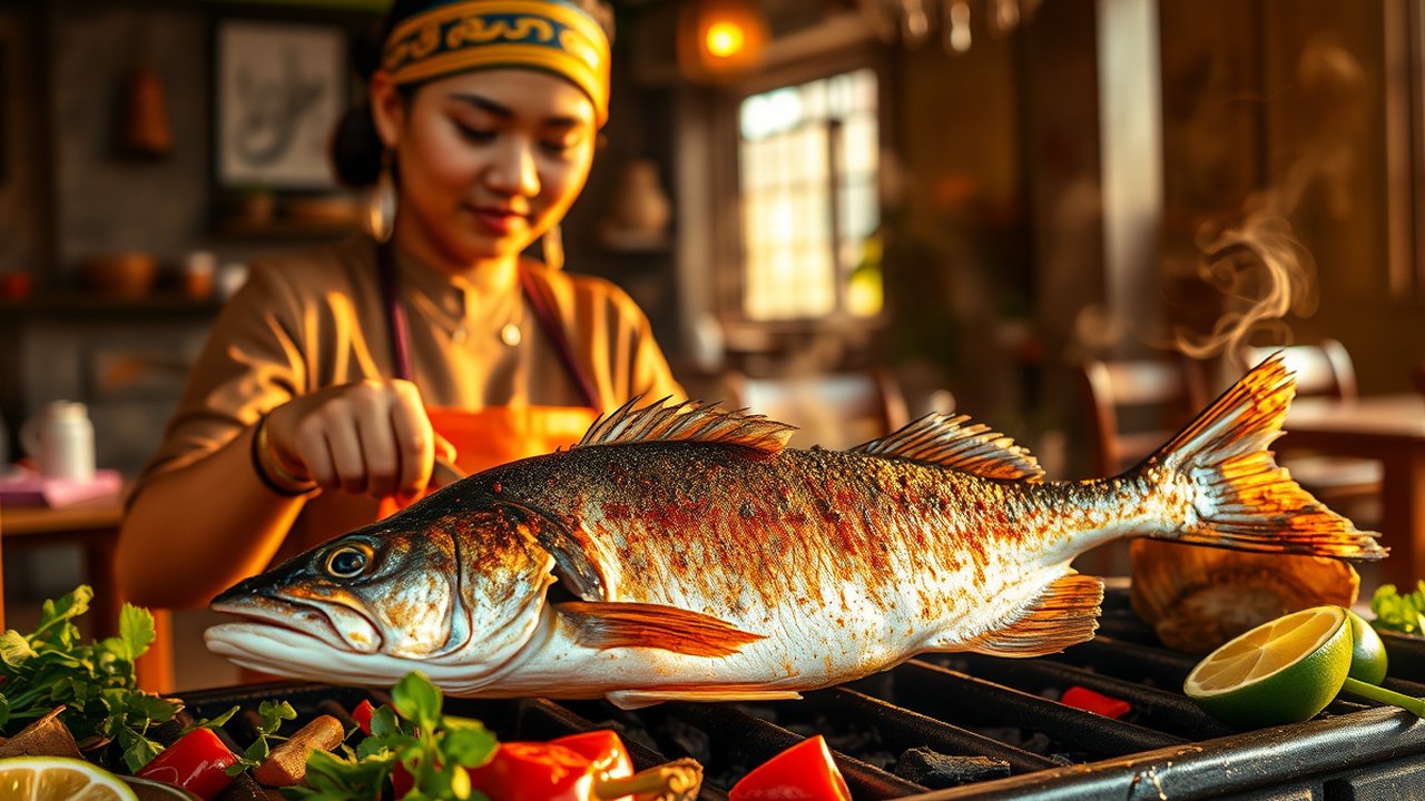 Ilustrasi Ikan Bakar Nila