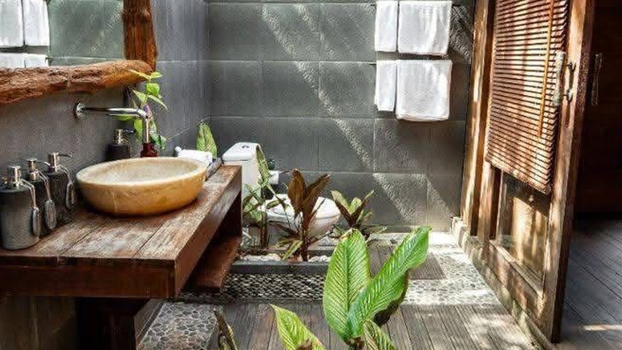 Ilustrasi Desain Kamar Mandi Pedesaan Minimalis (©Pinterest)