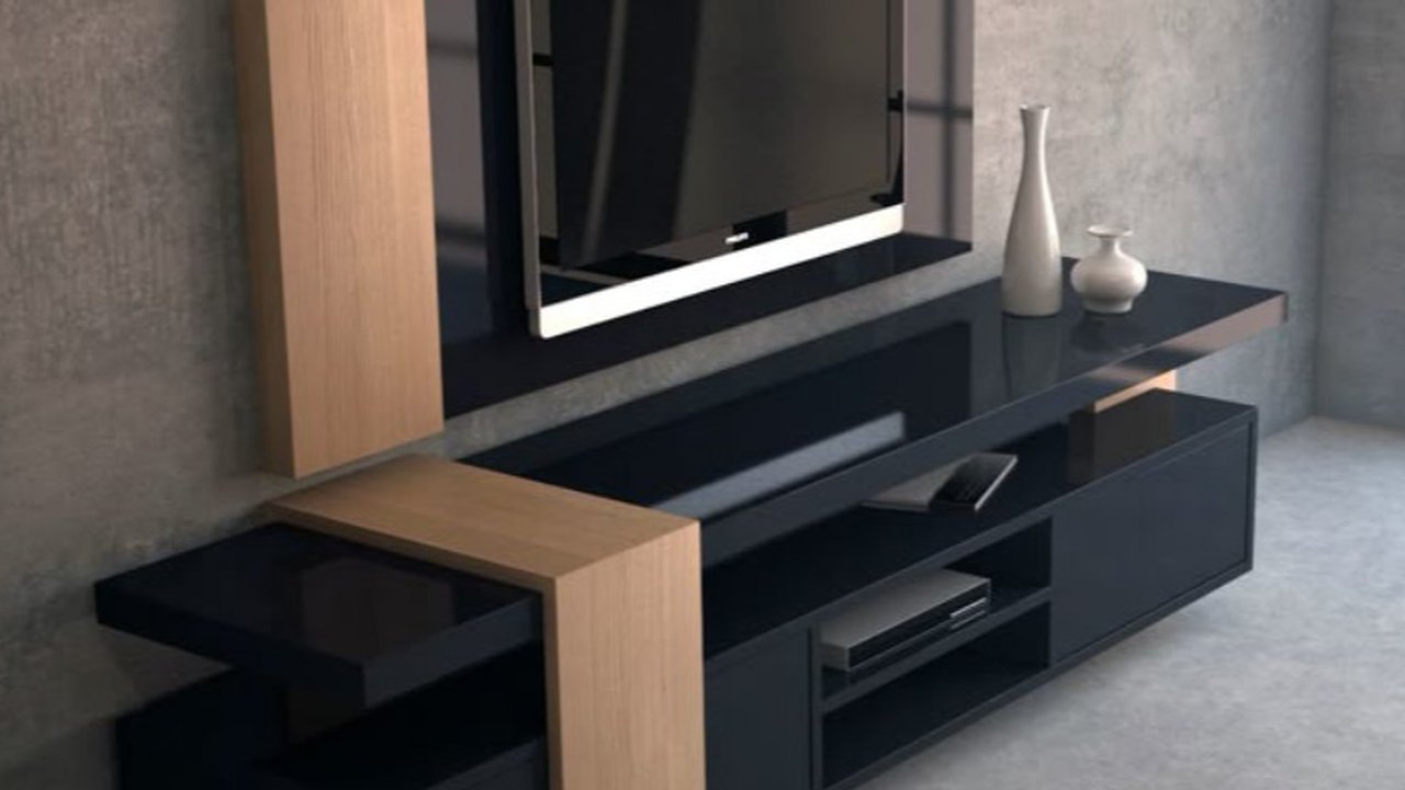 Desain Panel TV dengan Aksen Kayu (Foto: Pinterest/Indizelky Firman)