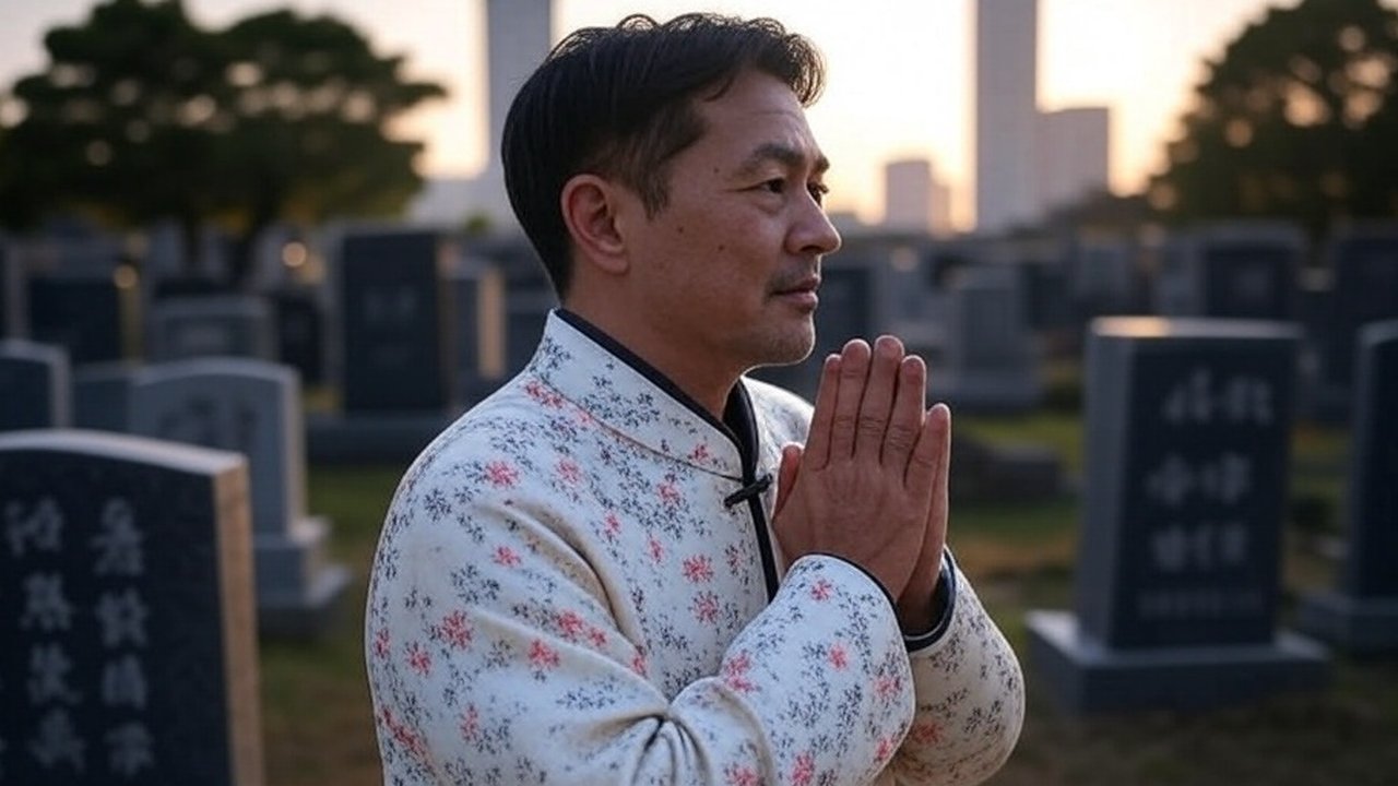 ilustrasi pria china berdoa
