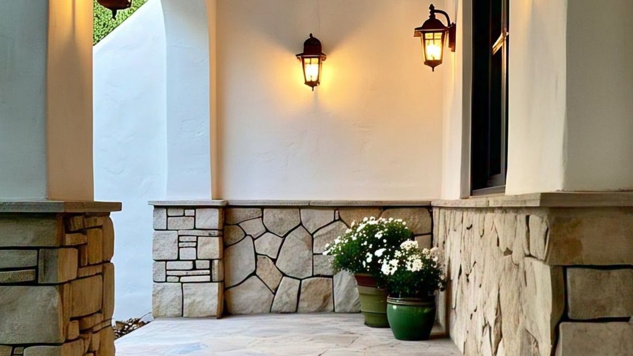 Model teras rumah minimalis pintu samping masa kini. (Liputan6.com/MetaAi)