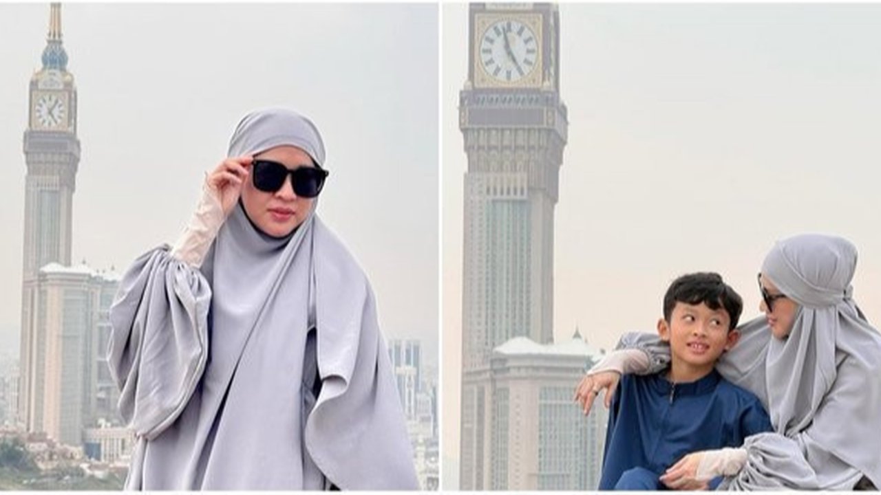 Momen kebersamaan Okie Agustina dan si bungsu di Tanah Suci. (credit: instagram.com/okieagustina_)