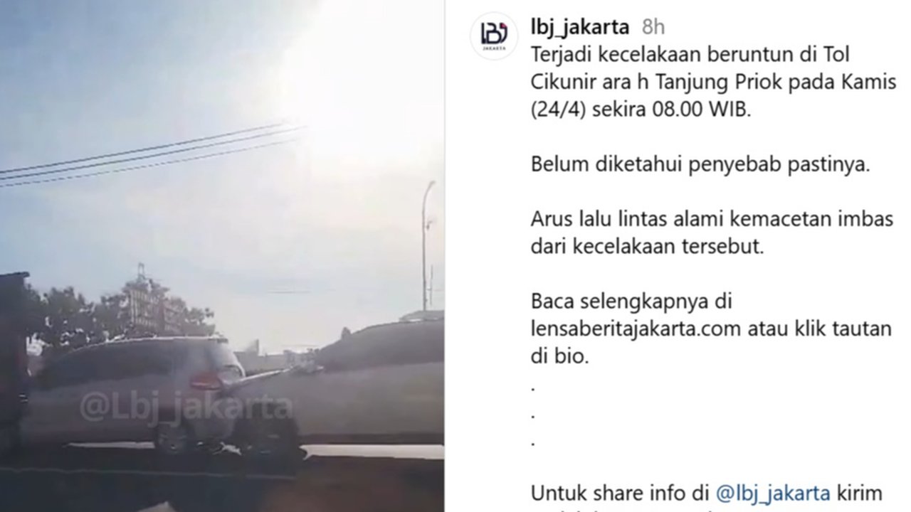 akun media sosial kecelakaan beruntun di tol cikunir