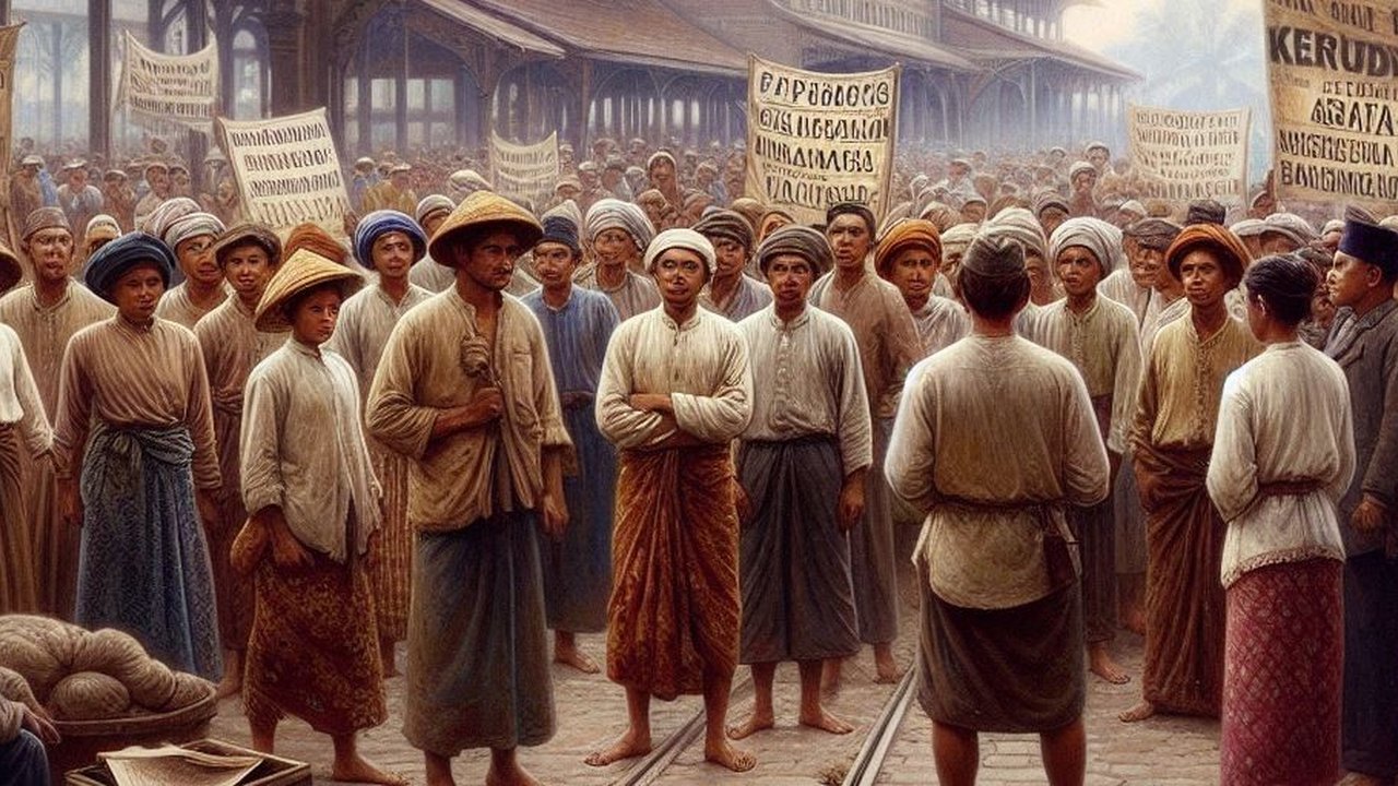 Ilustrasi Demo Buruh Hindia Belanda