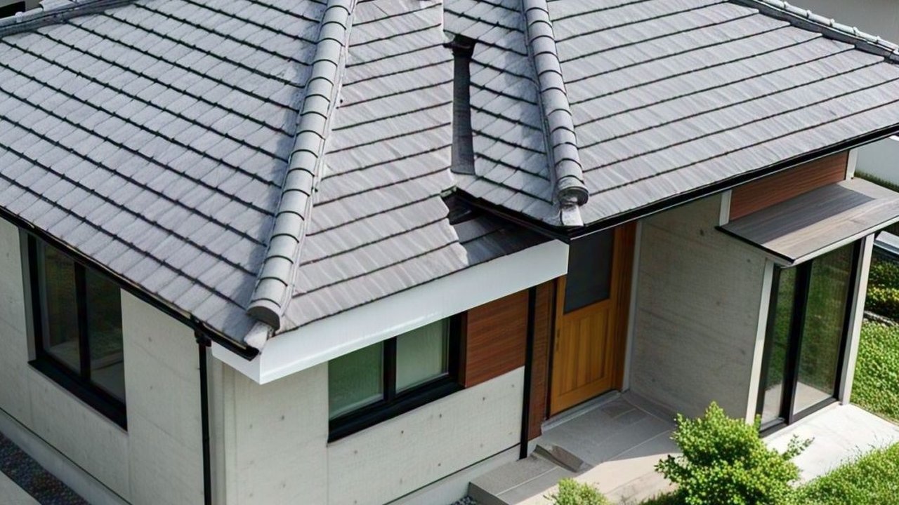 Model Rumah Minimalis Atap Dak Cor dengan Kombinasi Atap Konvensional. Foto: Meta AI