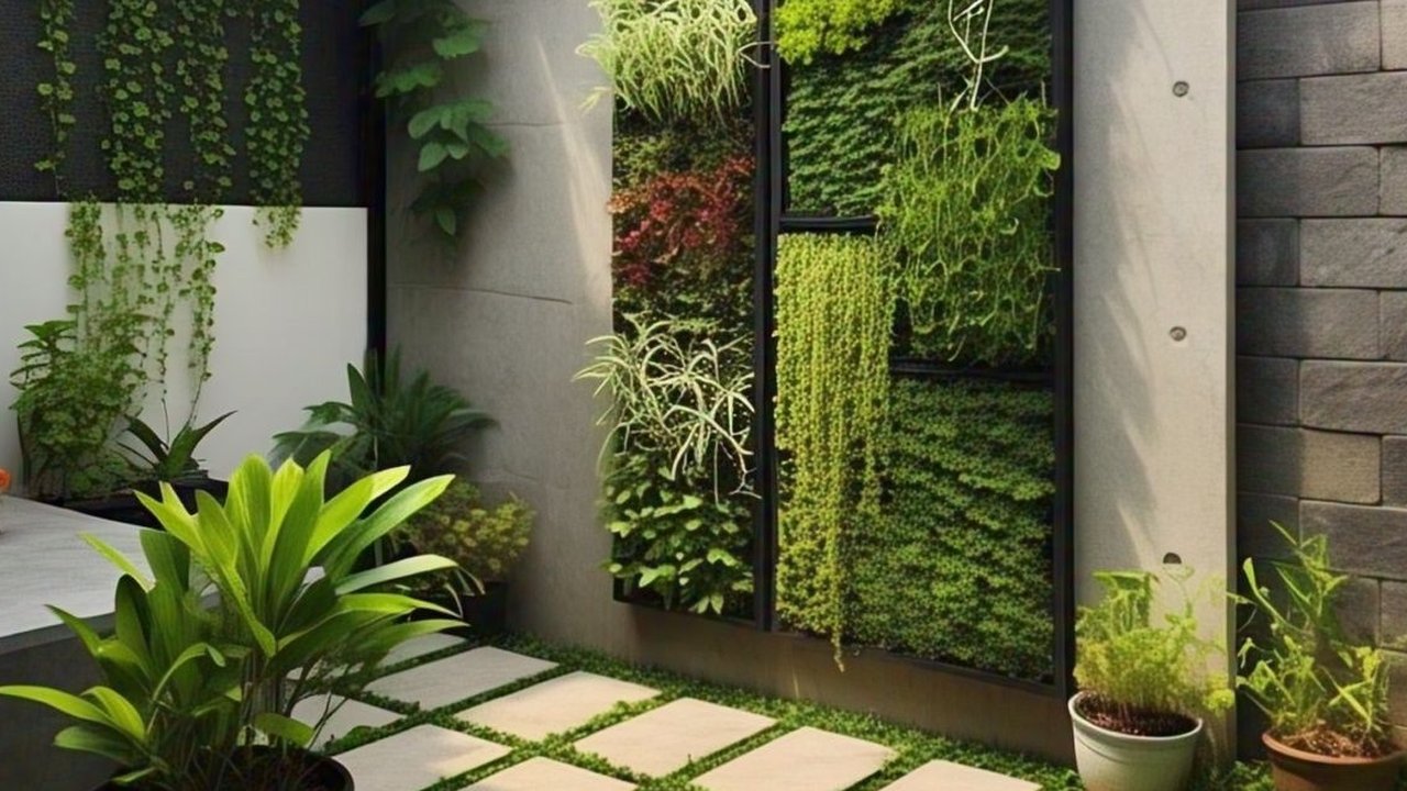 Model Teras Rumah Atap Limas Terbuka dengan Taman Vertikal