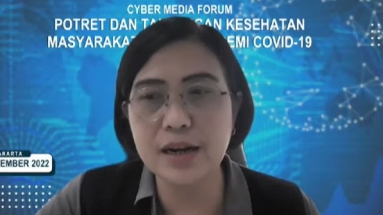 Direktur Promosi Kesehatan Kementerian Kesehatan Republik Indonesia (Kemenkes RI) drg. Widyawati, MKM. dalam workshop virtual bersama Asosiasi Media Siber Indonesia (AMSI) dan Danone, Rabu (21/9/2022). Foto: Tangkapan layar Youtube Danone.
