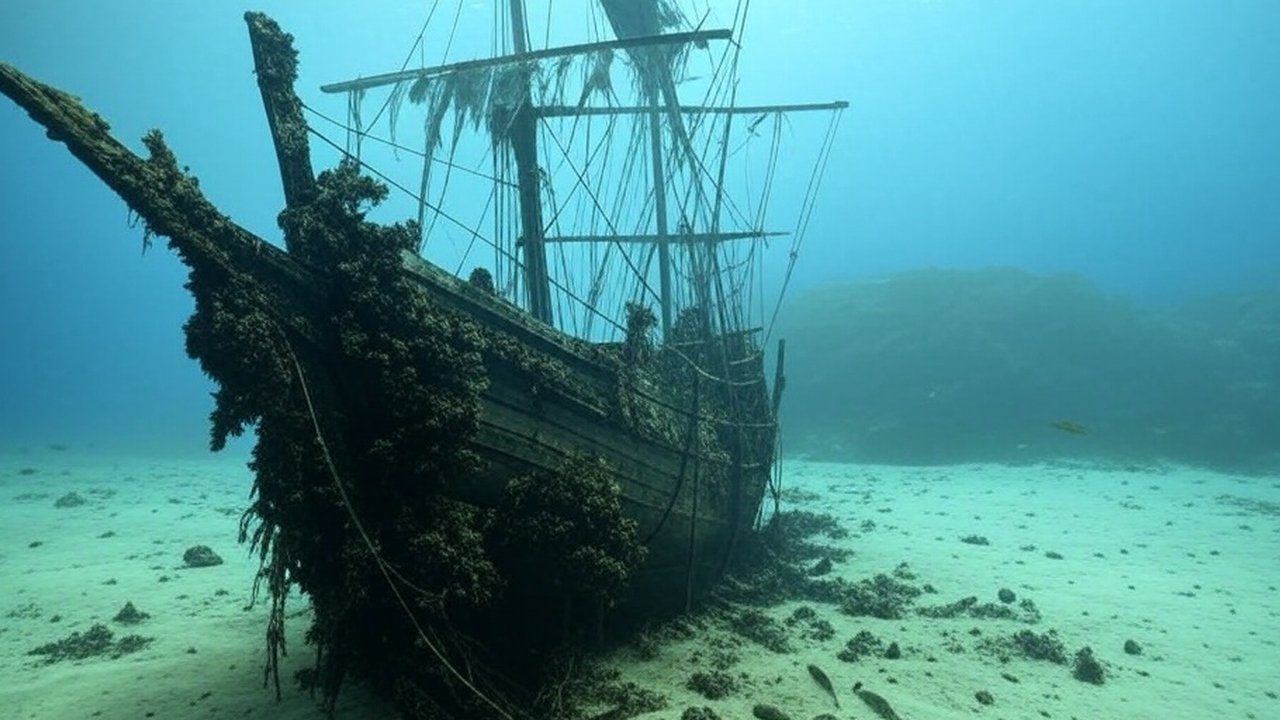 ilustrasi kapal kuno tenggelam