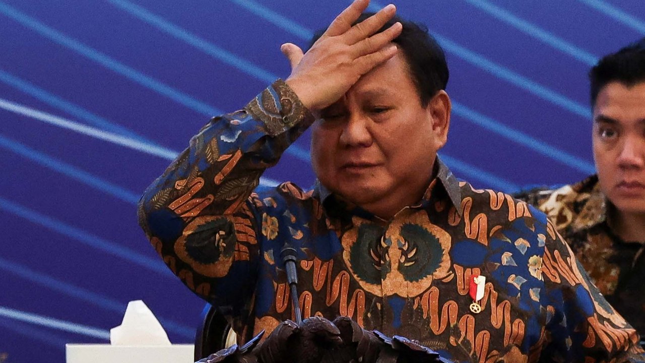 Presiden Prabowo Subianto saat menghadiri sarasehan  ekonomi bertema
