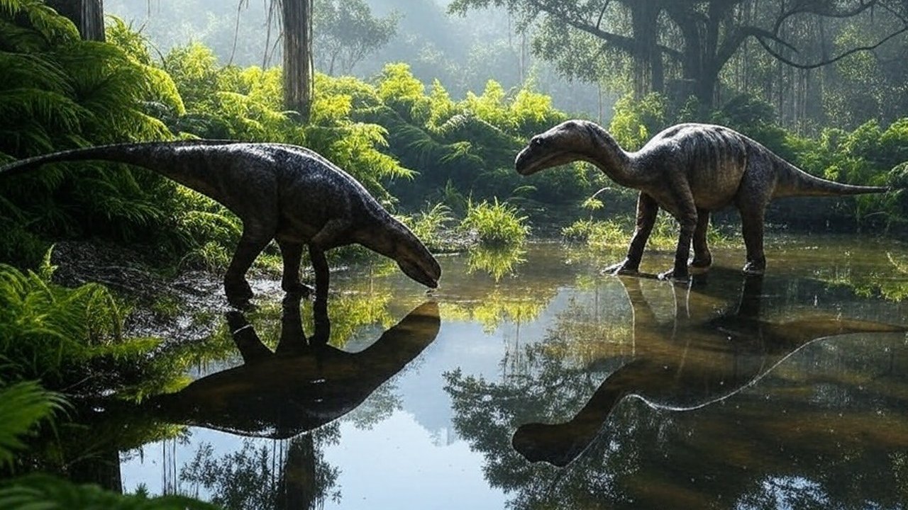 dinosaurus sedang minum