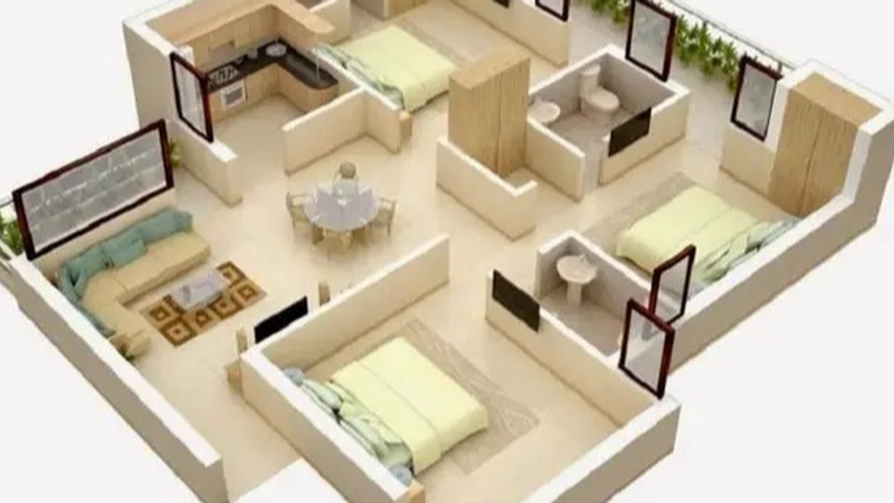 Desain rumah sederhana 3 kamar tidur type 36 (Sumber: Pinterest @Rianna Farnklin)