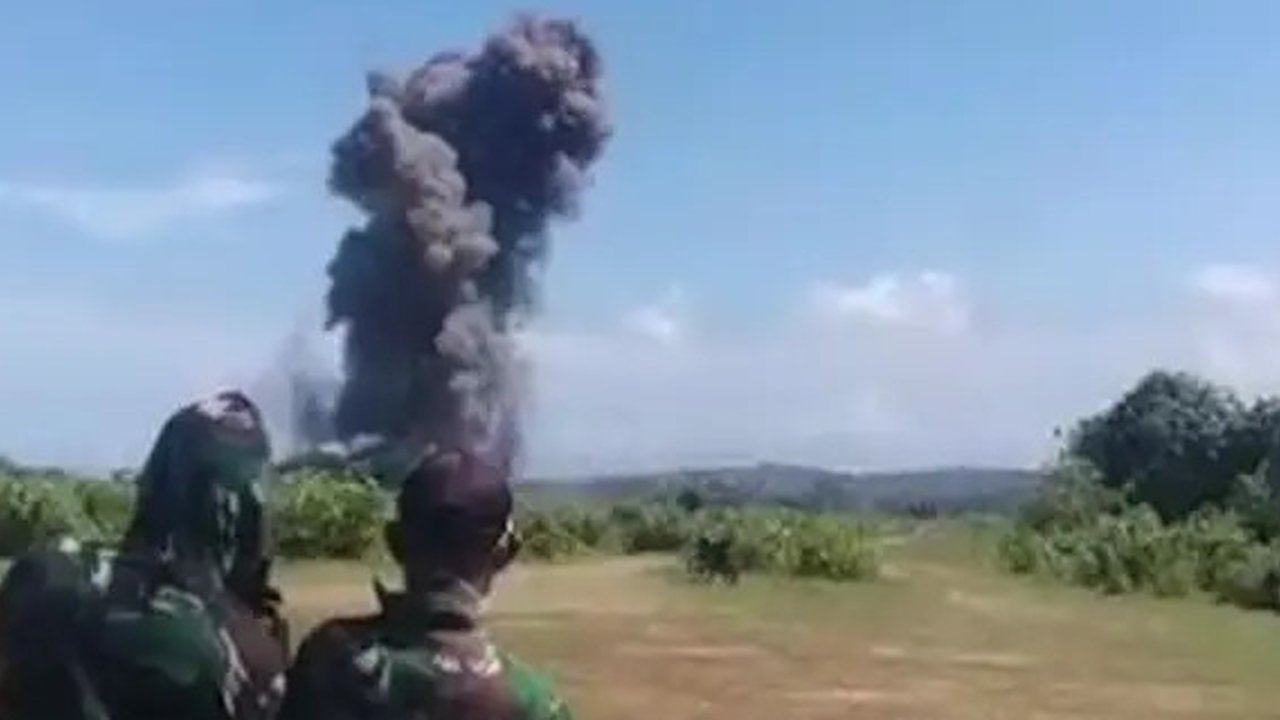 Lokasi Ledakan Saat Pemusnahan Amunisi Tidak Layak di Garut