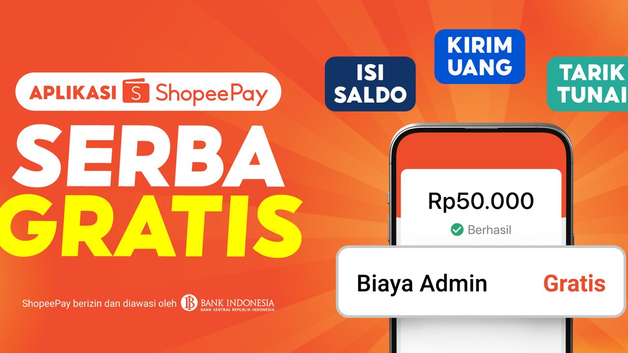 Transaksi serba gratis di ShopeePay.
