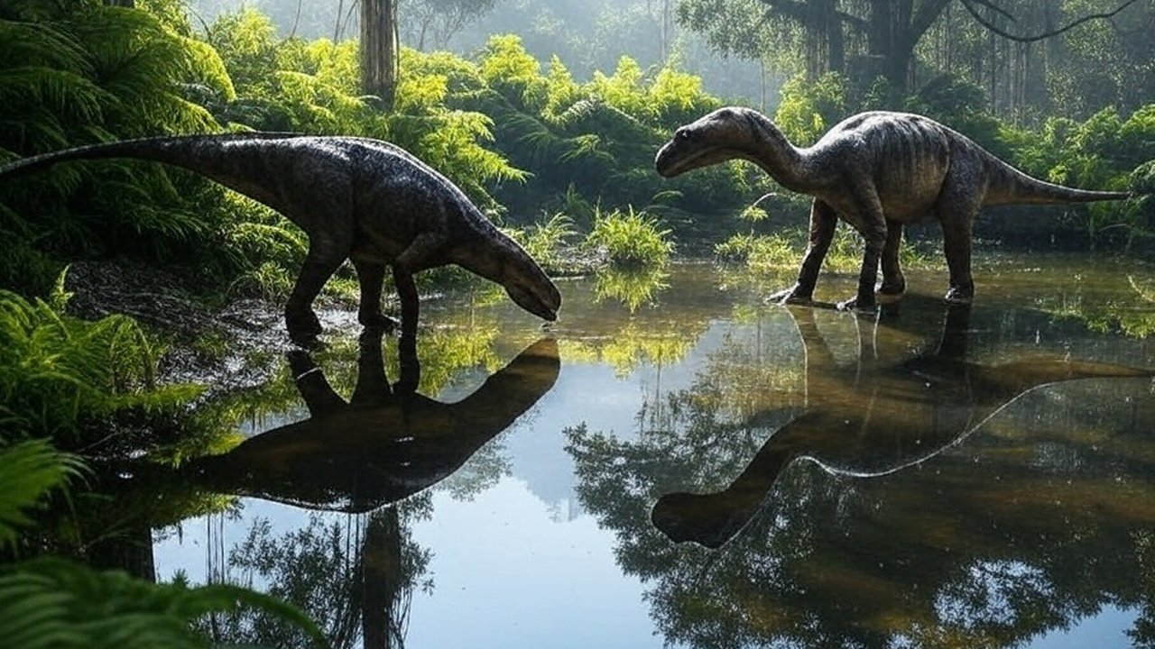 dinosaurus sedang minum