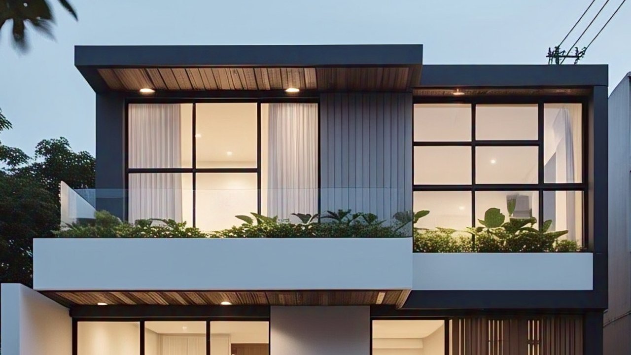 buatkan Desain Rumah Minimalis Type 45 dengan Rooftop Garden. (Liputan6.com/Meta.Ai)