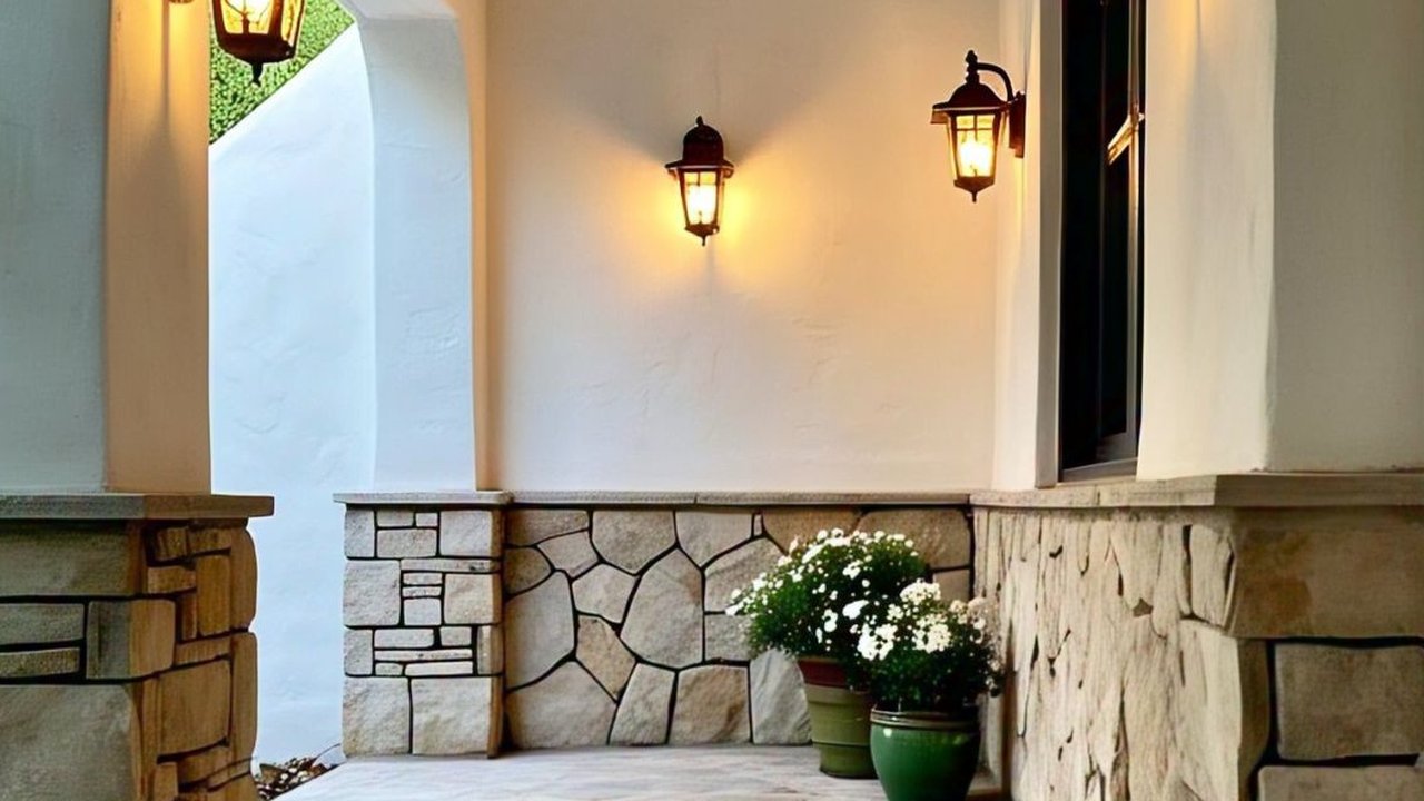 Model teras rumah minimalis pintu samping masa kini. (Liputan6.com/MetaAi)