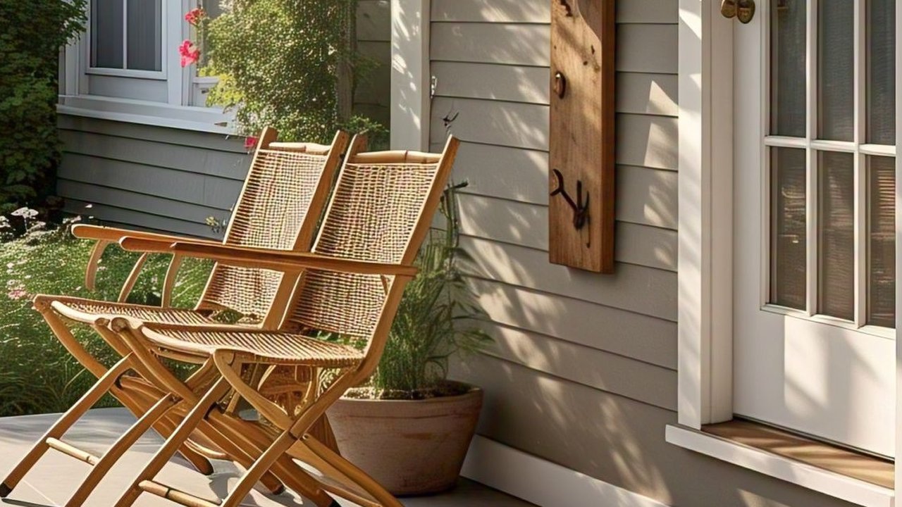 <p>teras depan rumah kursi lipat / Meta AI</p>