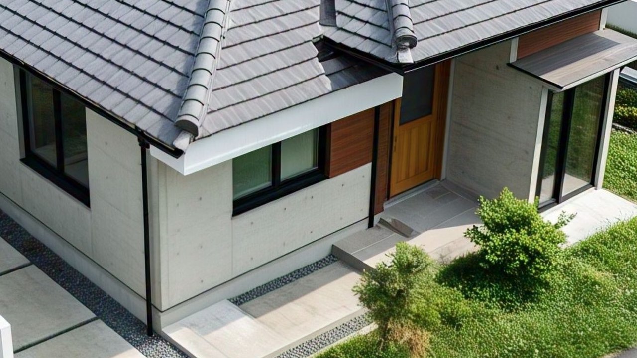 Model Rumah Minimalis Atap Dak Cor dengan Kombinasi Atap Konvensional. Foto: Meta AI