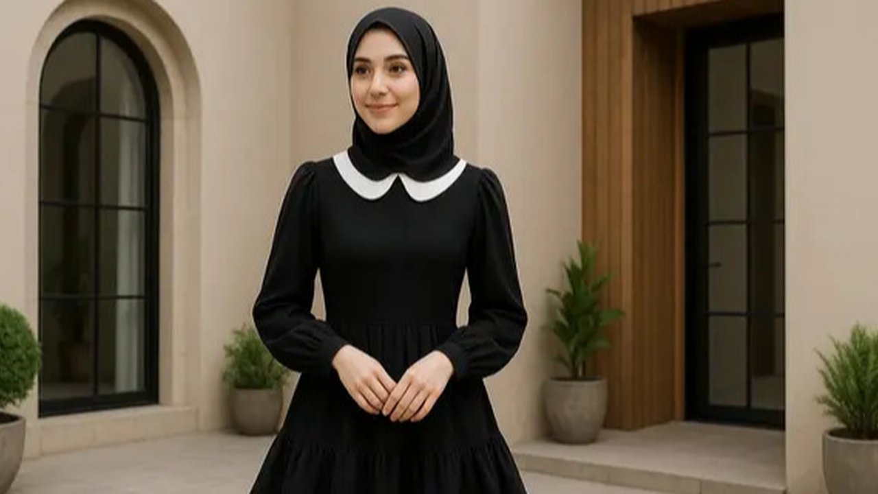 Inspirasi Dress Hitam Berlayer (created by AI)
