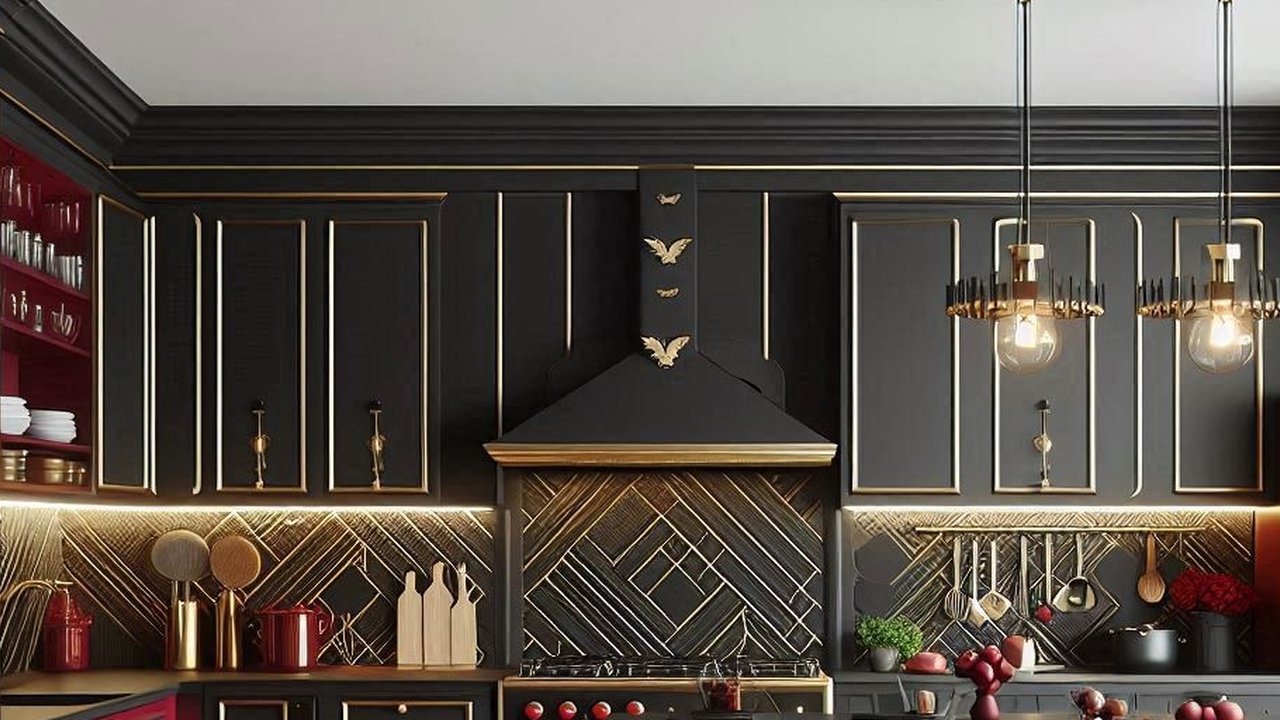 Desain Dapur Warna Merah Hitam