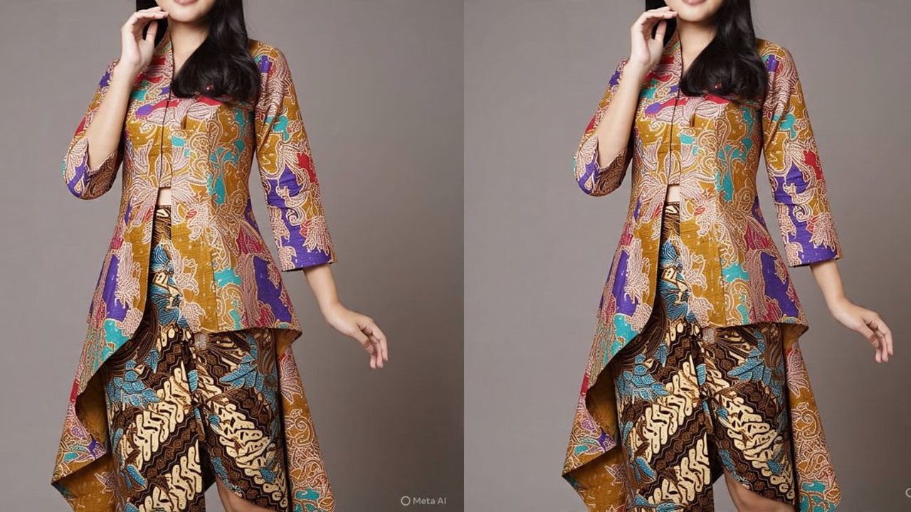 Ilustrasi Tunik Batik Kombinasi Brokat