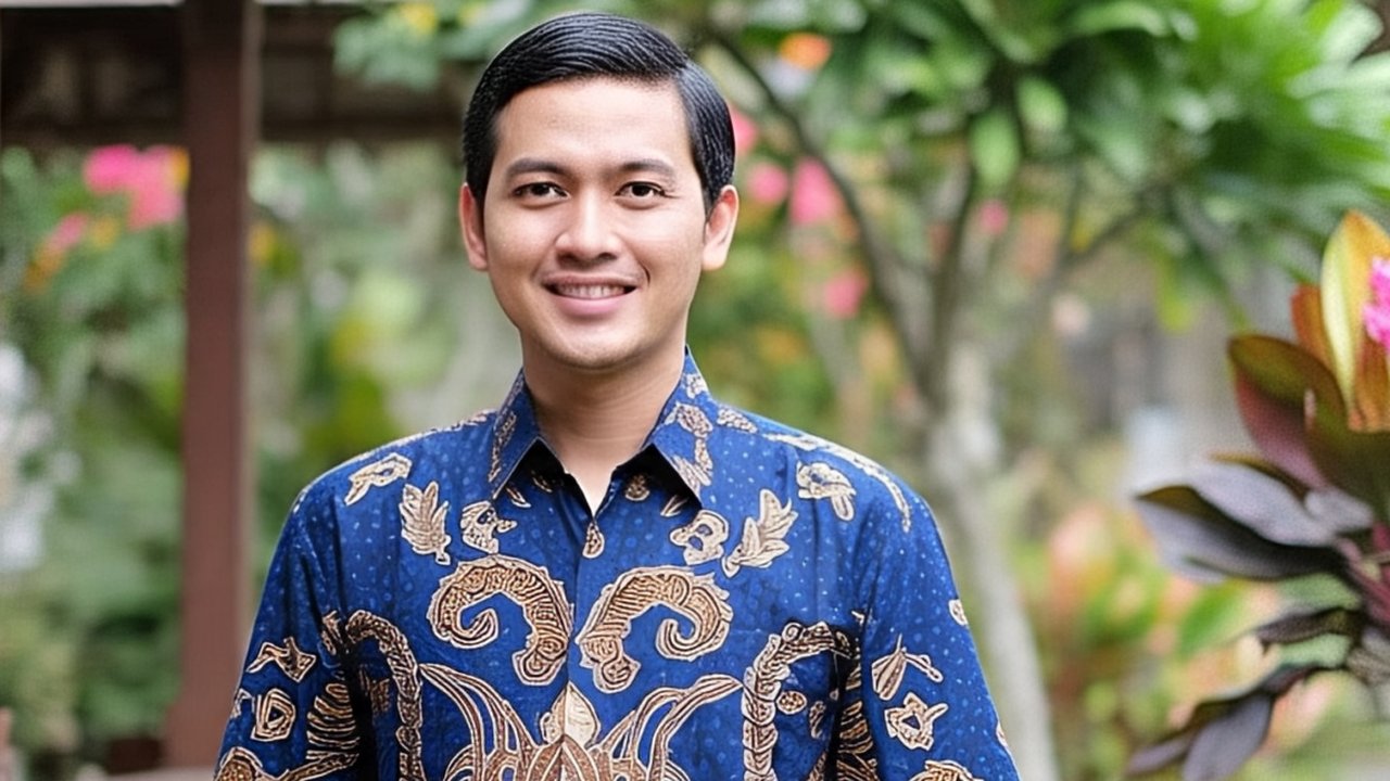 Ilustrasi batik slimfit pria lengan pendek