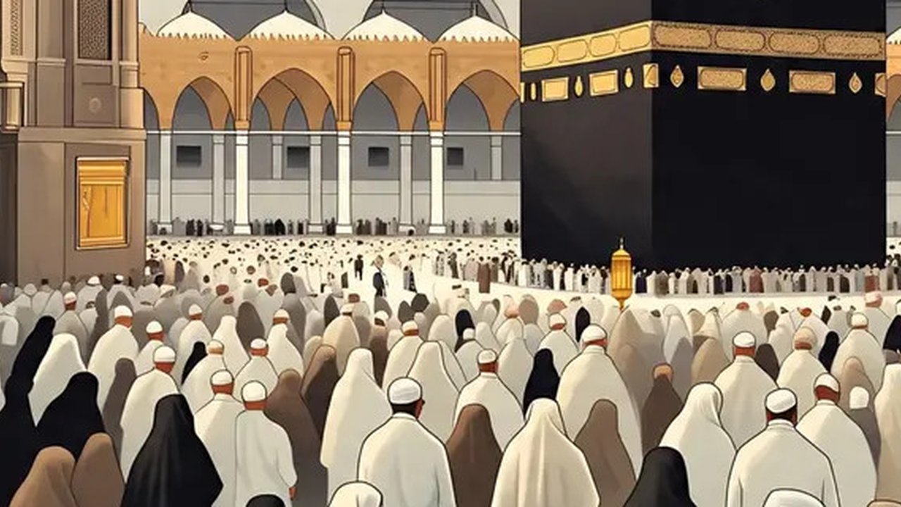 Ilustrasi Jemaah Haji (Created by Meta AI)