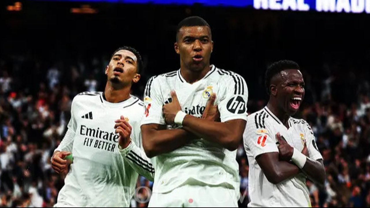 Penyerang Real Madrid, Kylian Mbappe, dalam pertandingan La Liga melawan Villarreal di El Madrigal, Minggu dini hari WIB (16-3-2025). (Bola.com/X realmadriden)