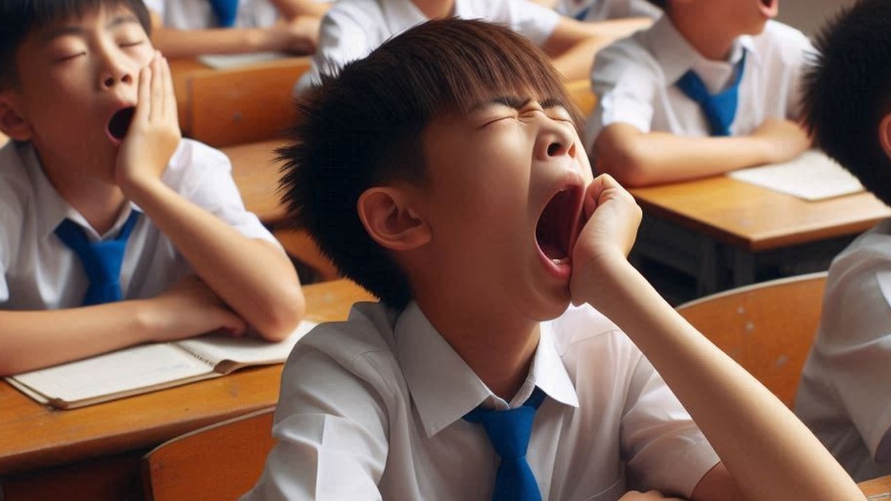 Ilustrasi Anak Sekolah mengantuk
