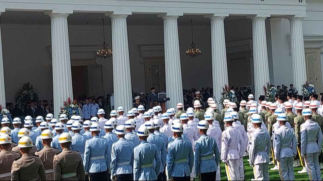 Prabowo memberikan amanat upacara Peringatan Hari Lahir Pancasila