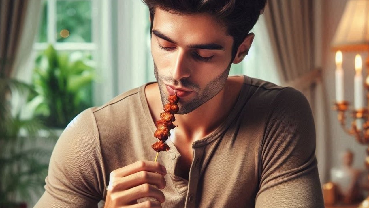 Ilustrasi Makan Sate Kambing