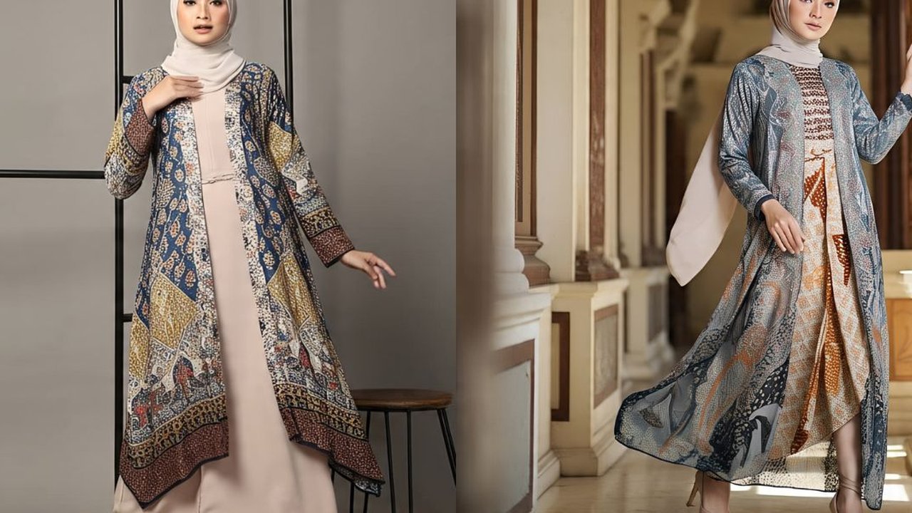 Ilustrasi Model Cardigan Brokat untuk Gamis