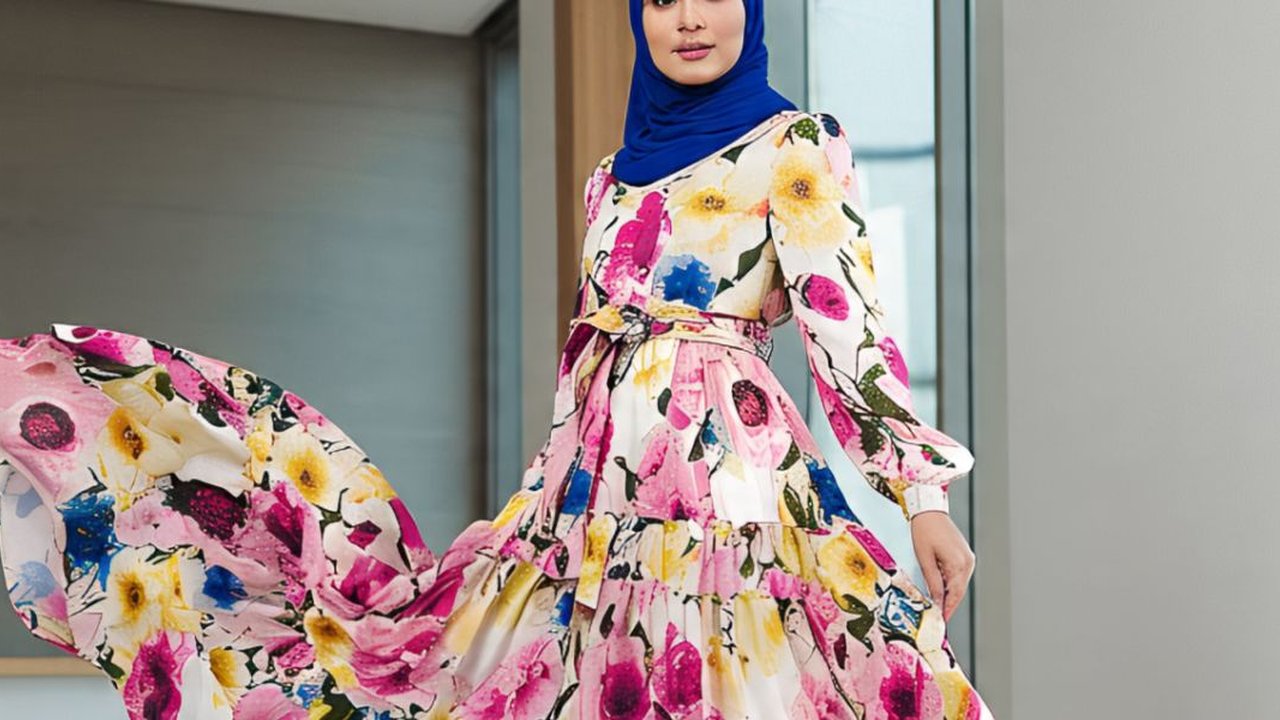 Ilustrasi Model Model Gamis Bunga untuk Kondangan