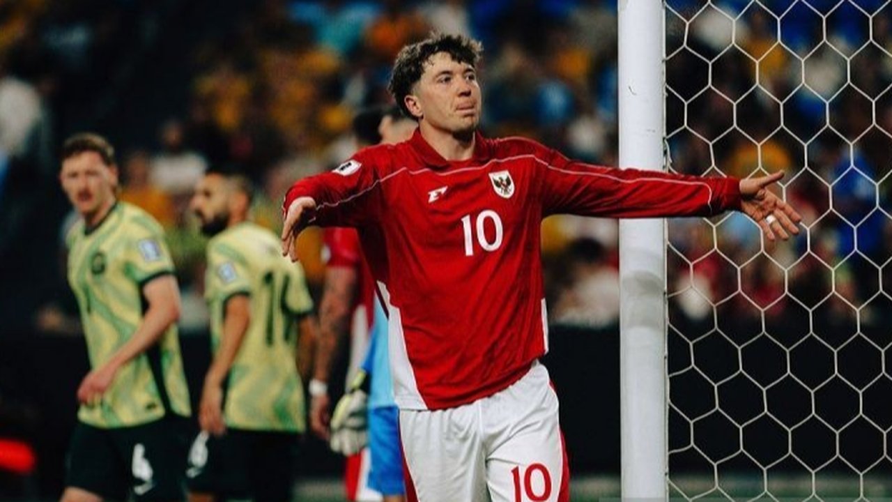 Pemain Timnas Indonesia, Ole Romeny, mencetak gol pada debutnya saat menghadapi Australia pada lanjutan Kualifikasi Piala Dunia 2026 di Sydney Football Stadium, Kamis (20/3/2025) sore WIB.