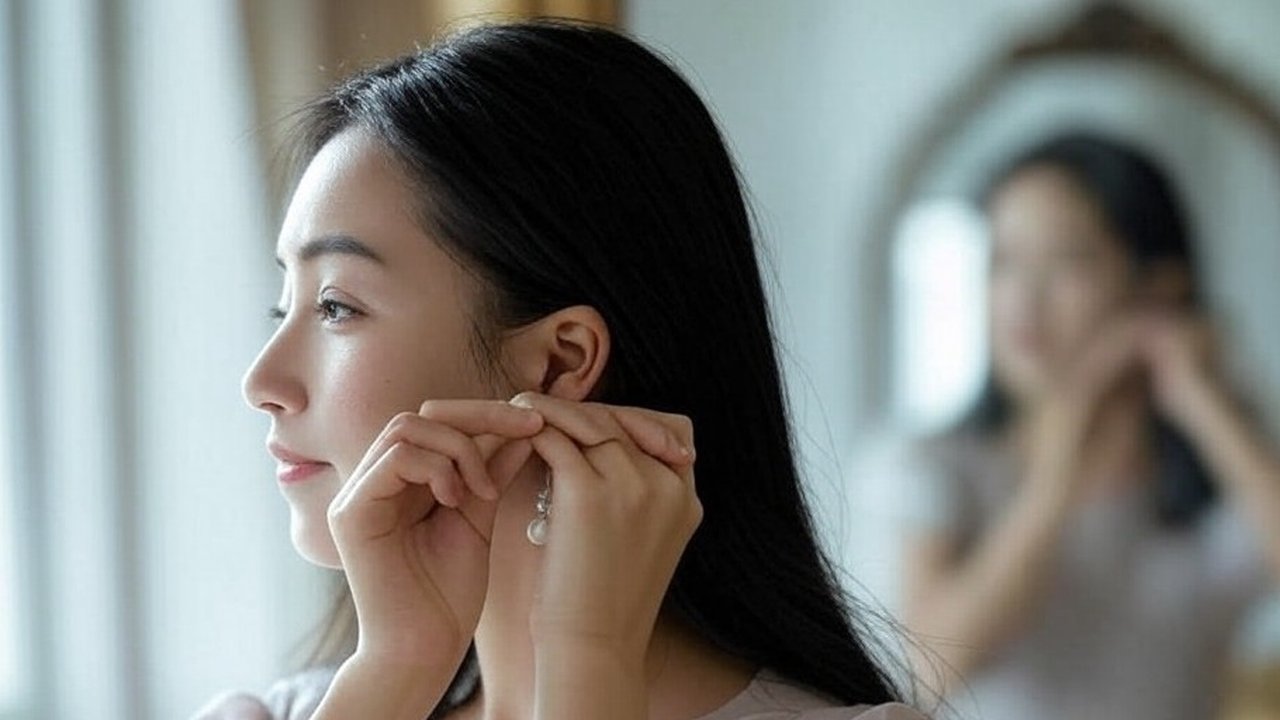 ilustrasi gadis china memakai anting