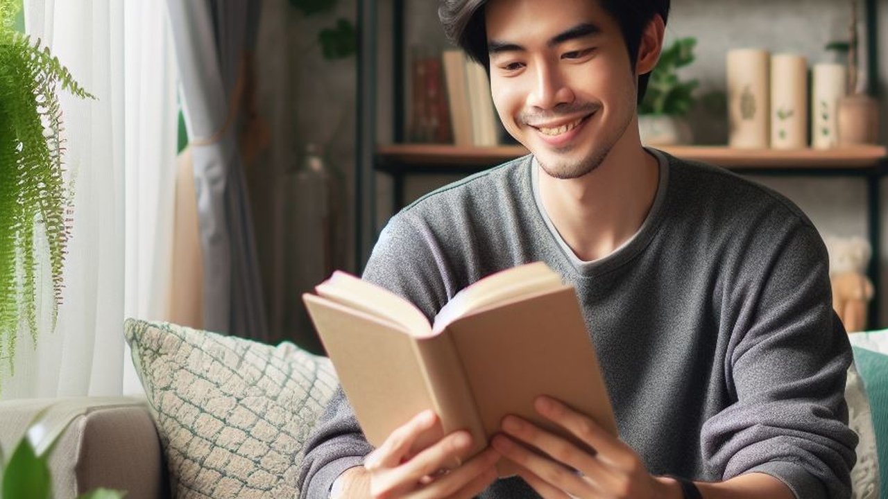 Ilustrasi Membaca Buku di Rumah