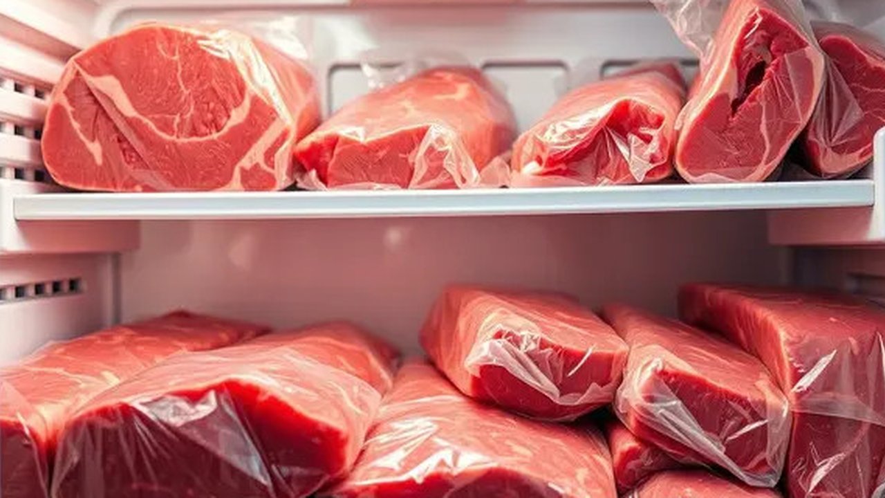 Daging kurban di freezer. Ilustrasi QwenAI