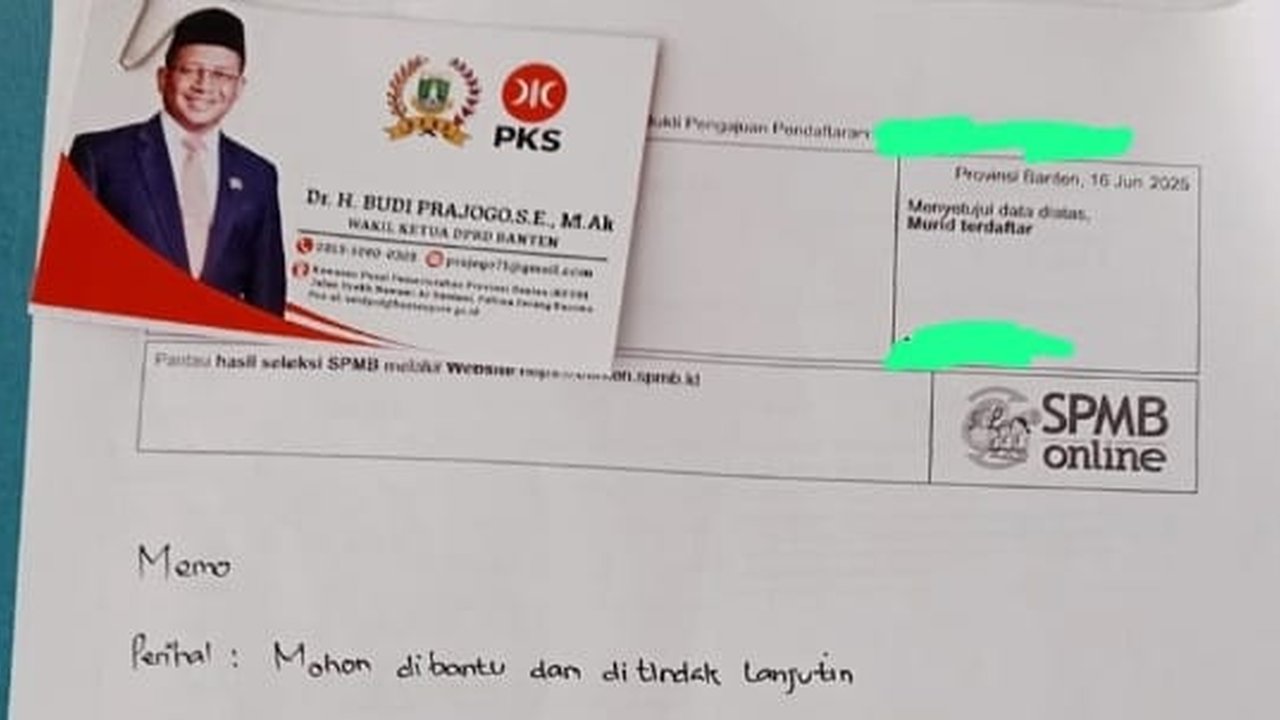 Buntut Memo 'Titip' Siswa Lolos SPMB, Wakil Ketua DPRD Banten dari PKS Dicopot dan Minta Maaf Bikin Gaduh