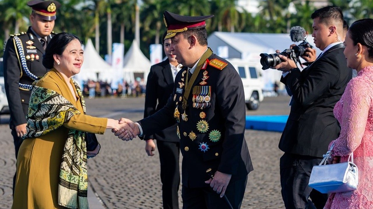 Ketua DPR RI Puan Maharani menghadiri upacara Hari Bhayangkara ke-79