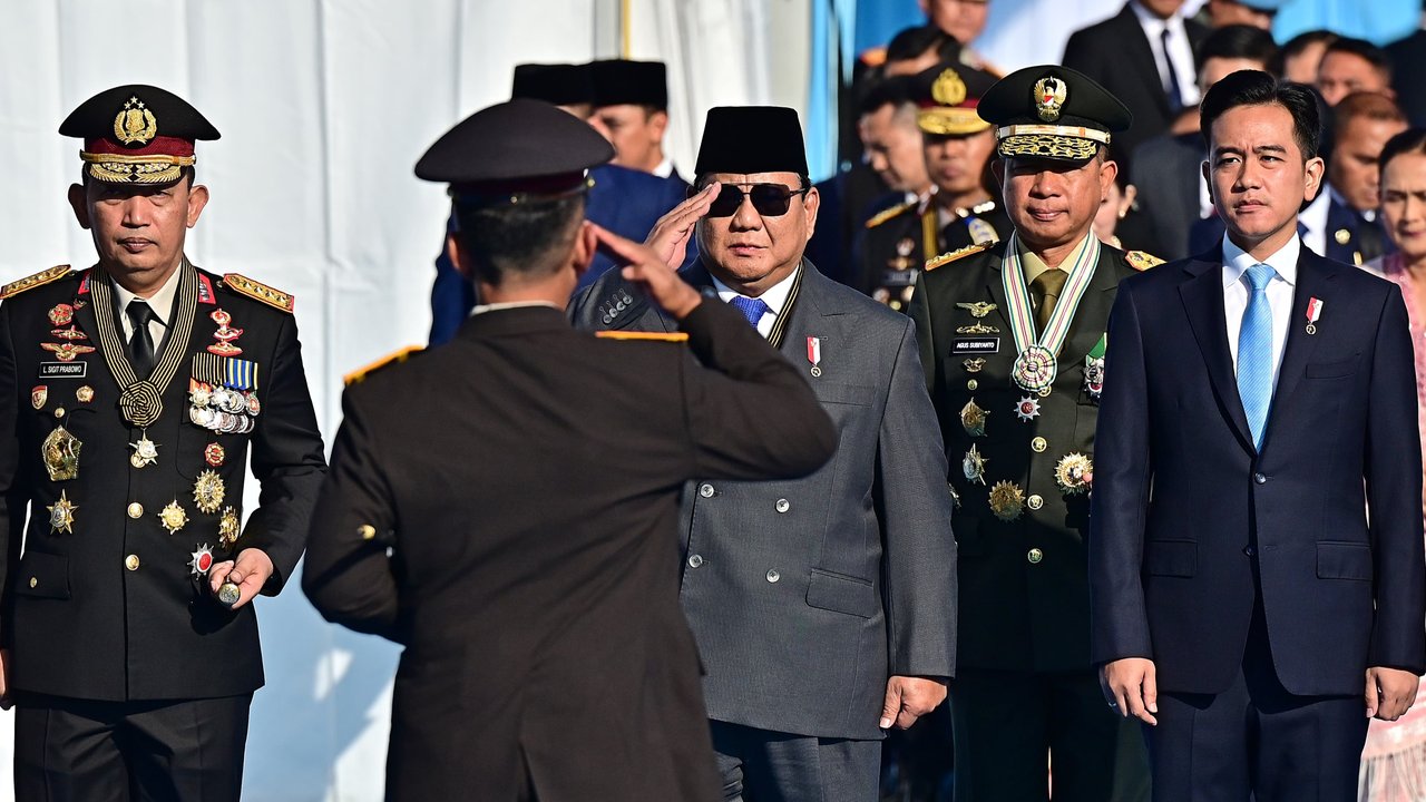 Presiden Prabowo Subianto dan Wakil Presiden Gibran Rakabuming Raka di HUT Polri ke-79