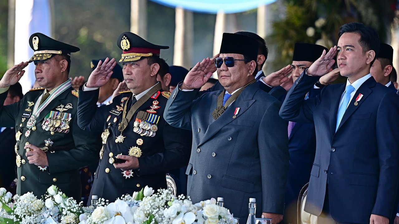 Presiden Prabowo Subianto dan Wakil Presiden Gibran Rakabuming Raka di HUT Polri ke-79