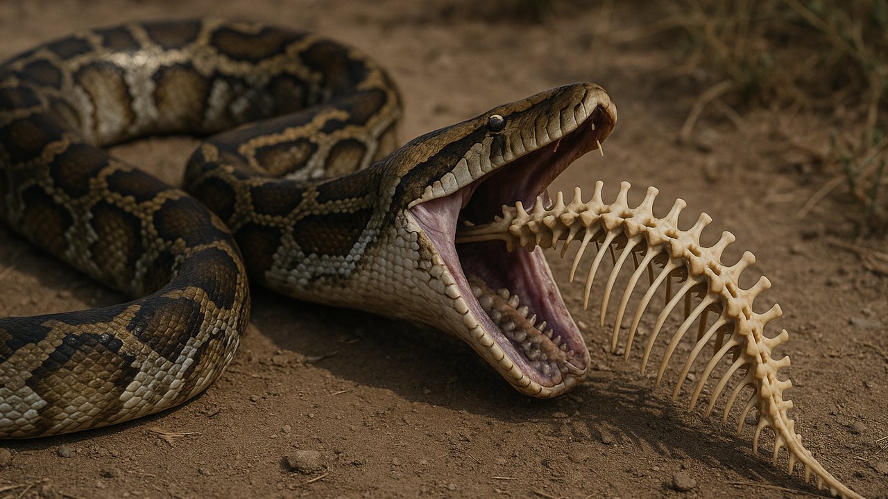 Cara Ular Piton Mencerna Tulang Mangsanya hingga Bersih