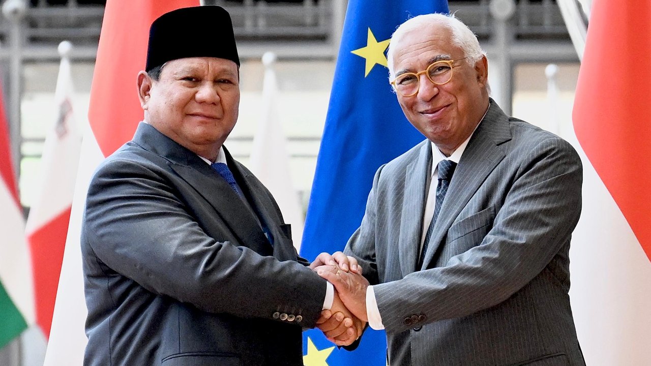 Presiden Prabowo bersama Presiden Dewan Eropa