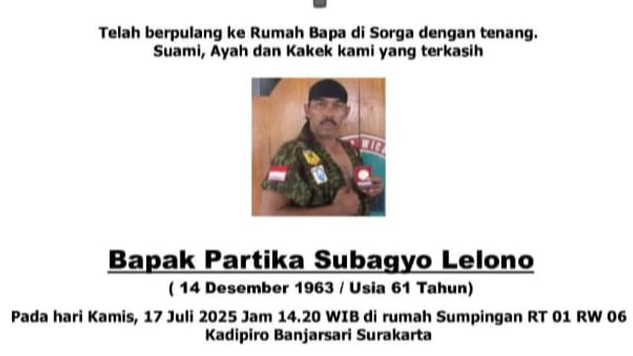 Berita Duka, Tentara Terkuat Kopral Bagyo Meninggal Dunia