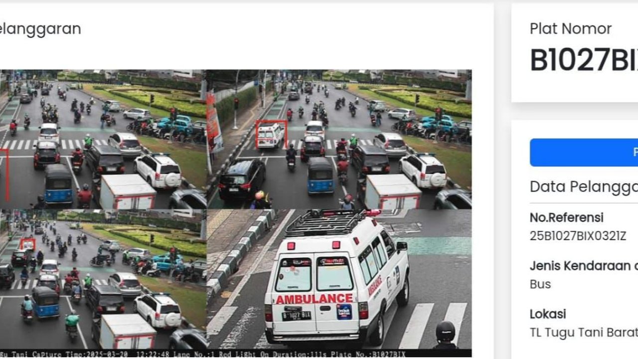 Ambulans relawan banten kena ETLE di Jakarta